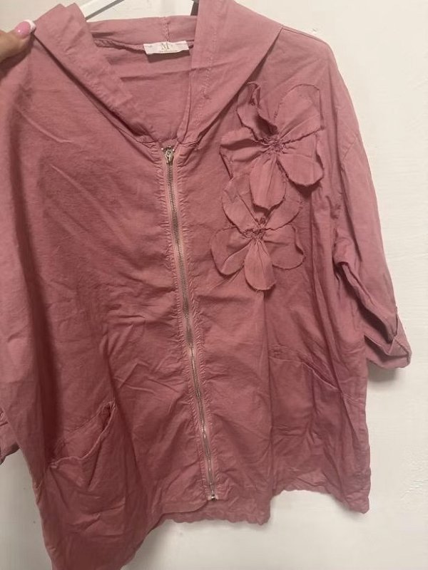 Bunda na zips s kvetmi 3181