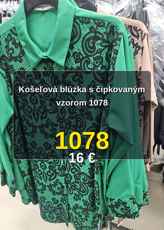 Košeľová blúzka s čipkovaným vzorom 1078