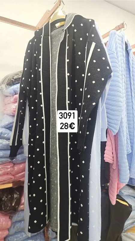 Bodkovany kardigan s pruzkami A 3091
