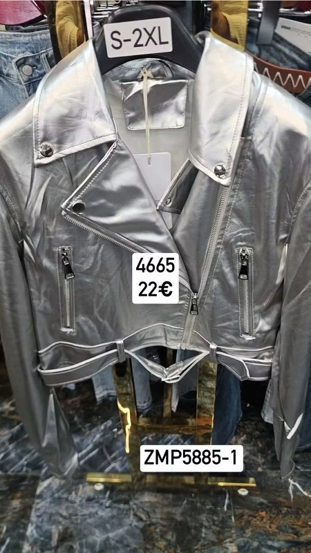 Strieborna kozena bunda s opaskom 4665