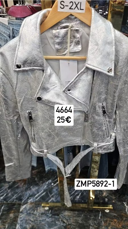 Leskla bunda na zips s opaskom 4664