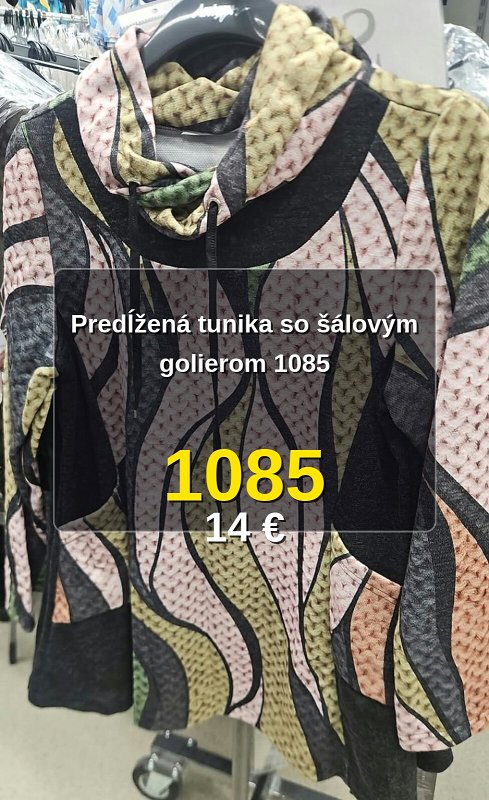 Predĺžená tunika so šálovým golierom 1085