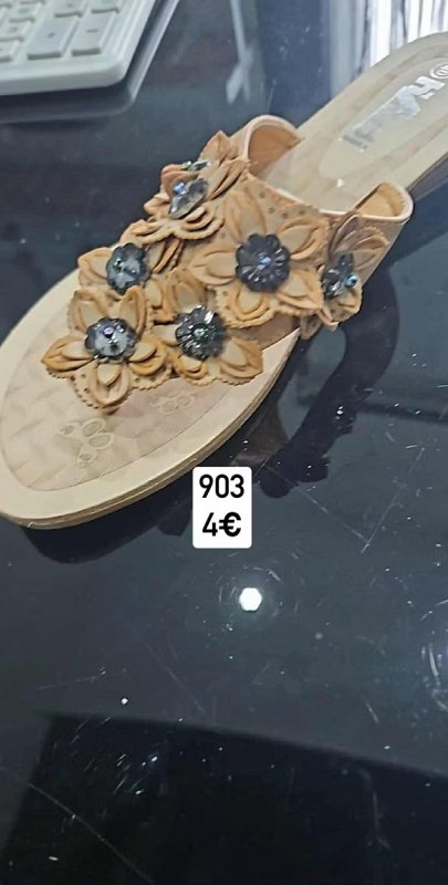 Damske slapky s ozdobou kvety 903