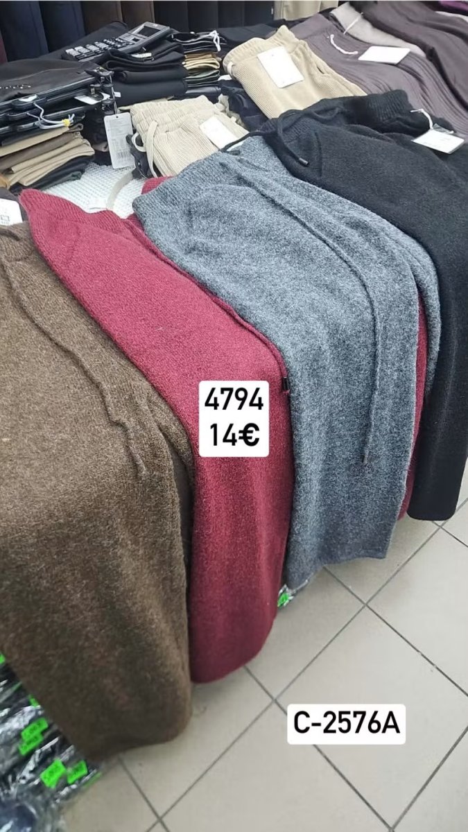 Jednofarebne nohavice gumicka v pase 4794