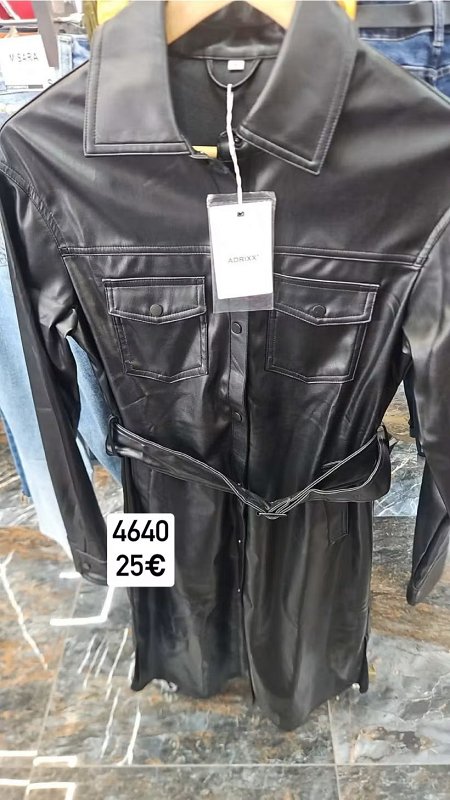 Kozeny kabat na gombiky s opaskom 4640