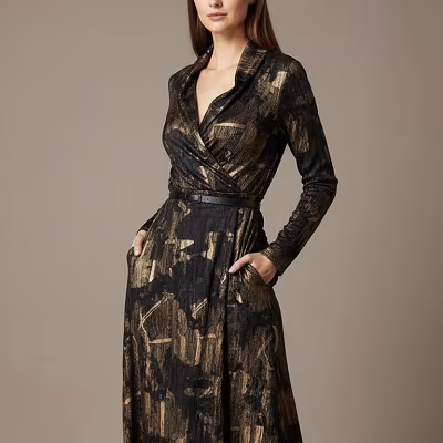 Dlhé rolakove šaty so vzorom a vreckami 1003 - FASHN.AI foto