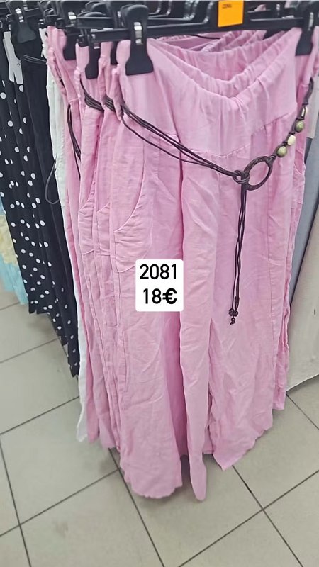 Letne siroke nohavice s opaskom 2081