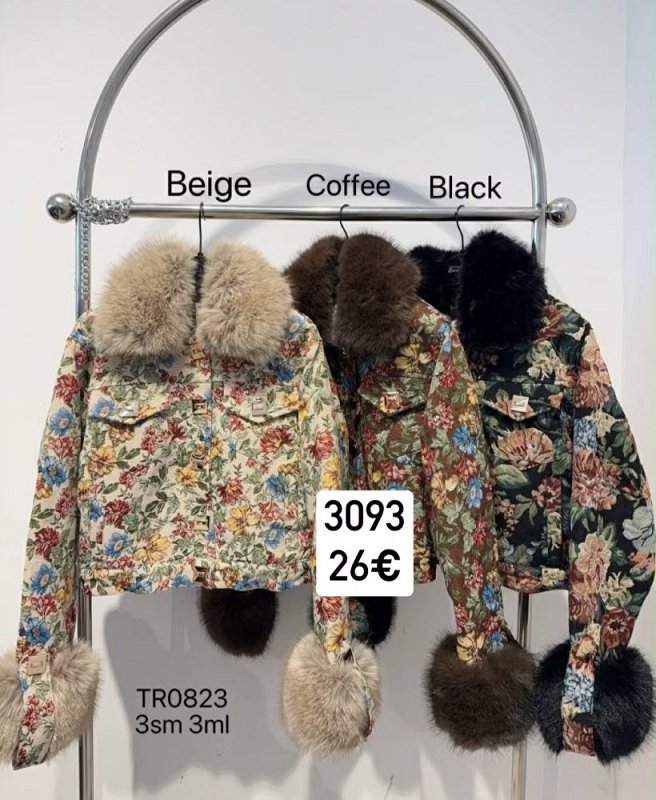 Kvietkovana bunda s kozusinou 3093