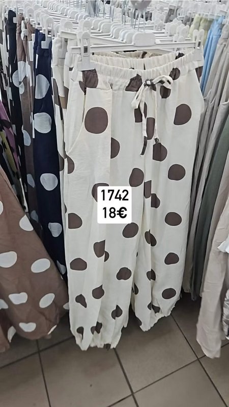 Lanove bodkovane nohavice dole gumicka 1742