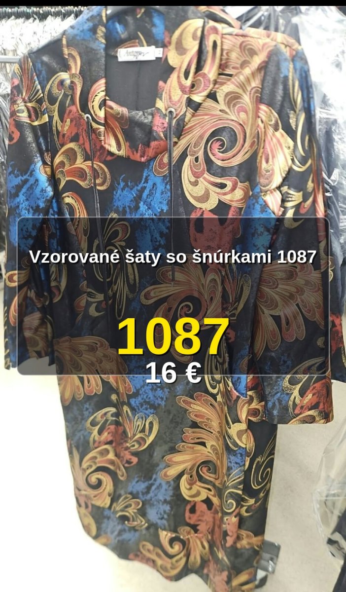 Vzorované šaty so šnúrkami 1087