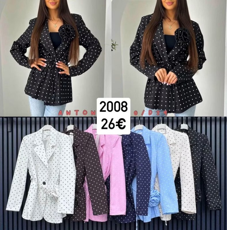 Predlzene bodkovane sako s kvetom 2008