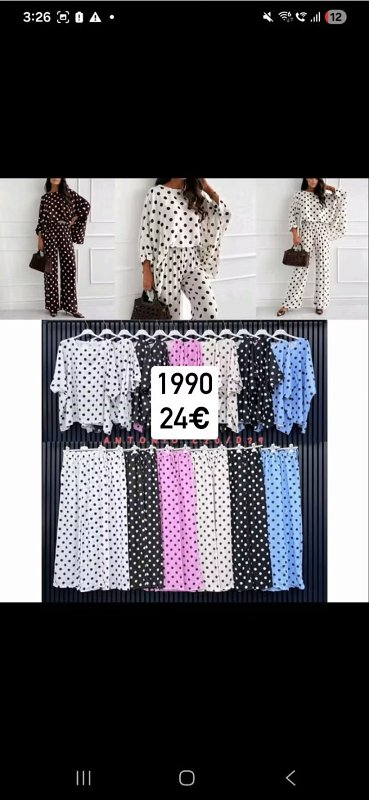 Bodkovany nohavicovy komplet oversize bluzka 1990