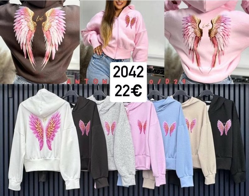 Bunda s kapucnou potlac anjelske kridla 2042