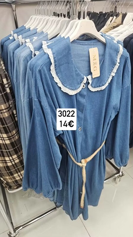 Riflove saty s golierom 3022