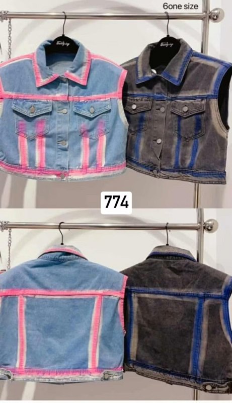 Croptop riflová vesta bez rukávov 774