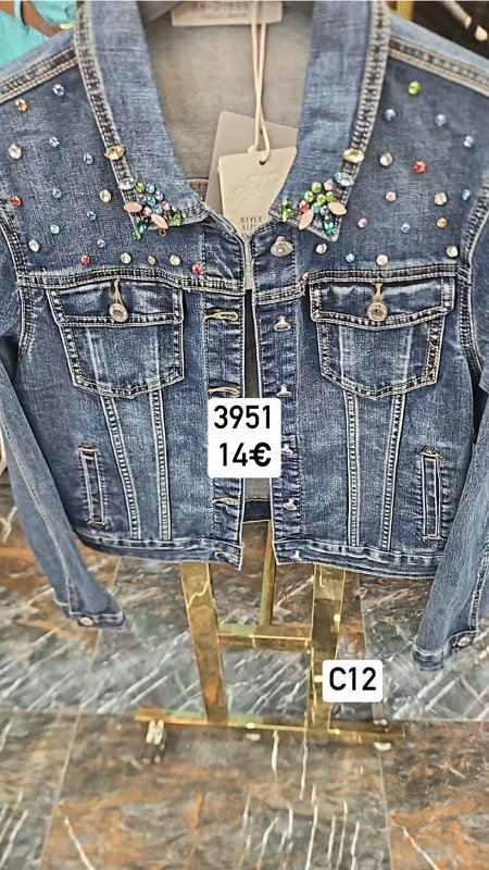 Riflova bunda s farebnymi kamienkami 3951