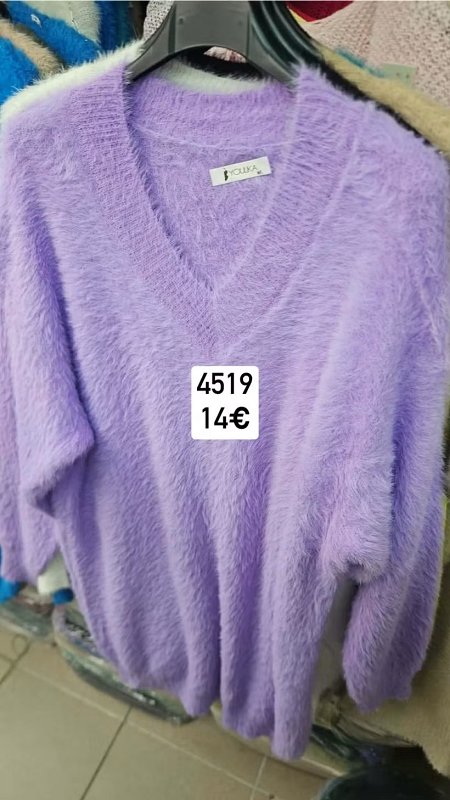 Tunikovy alpakovy sveter vystrih V 4519