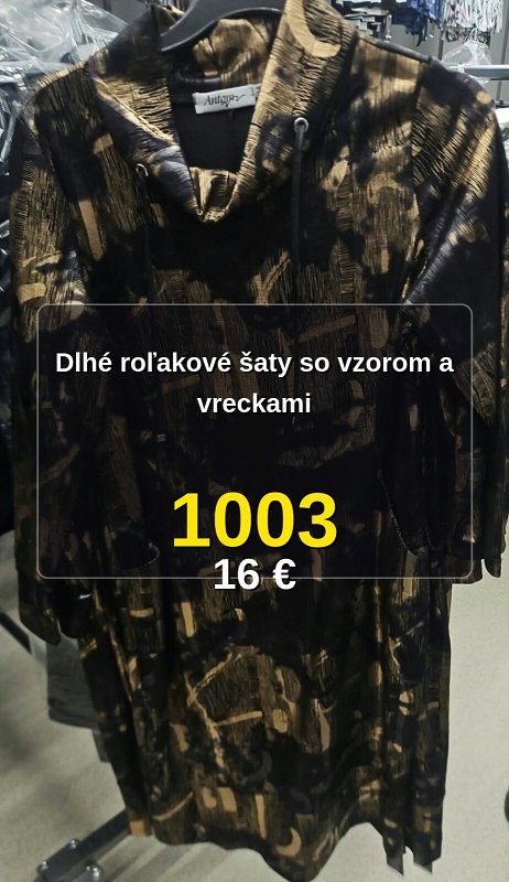 Dlhé rolakove šaty so vzorom a vreckami 1003