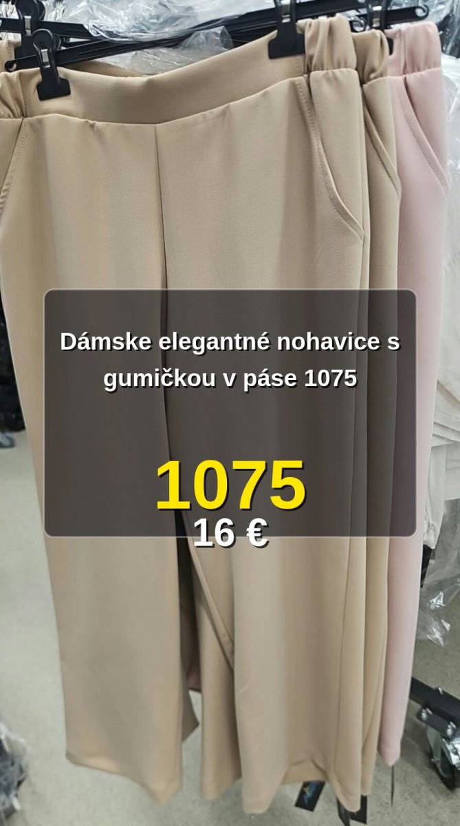 Dámske elegantné nohavice s gumičkou v páse 1075
