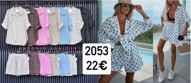 Kratasovy bodkovany komplet s koselovym topom 2053